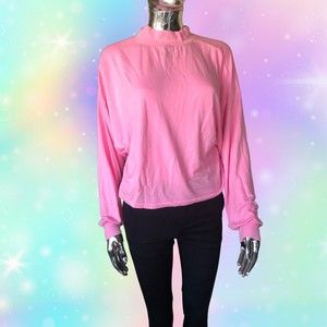 Neon Pink Mock Neck Long Sleeve Sweater